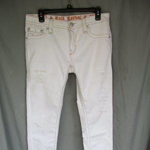 WOMENS ROCK REVIVAL JEANS ~ SIZE 30 X 32 ~ SKINNY ~ ARJEAN ~ WHITE